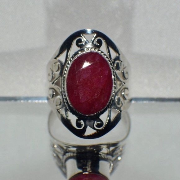 New Womens Ruby Kashmir Ring Southwestern Style Set in 925 Sterling Silver - Picture 1 of 7